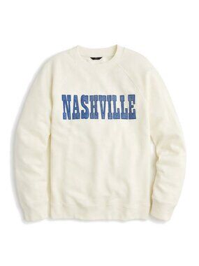 New J. Crew NASHVILLE 100% Cotton Crewneck Sweater With Chambray Lettering | XXS